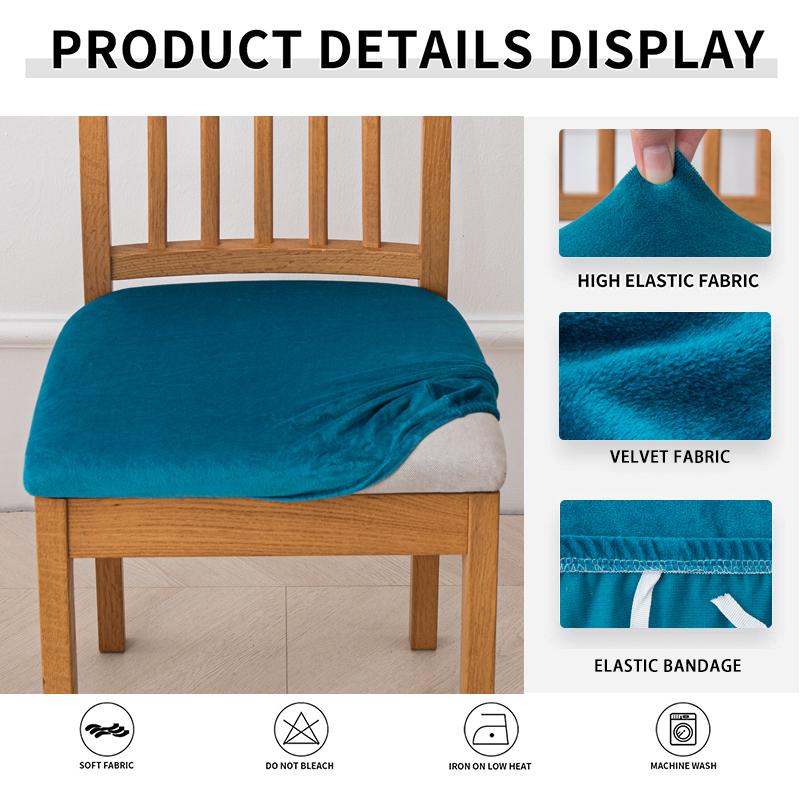 Velvet Stretch Fit Chair Seat Covers,Soft Solid Color Dining Chair Cover Removable Washable Chair Protector for Kitchen, Hotel