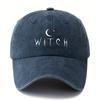 StoffHerstellung Unisex WITCH Baseballkappe Geeignet für Halloween Vintage Gewaschen Gebogener Schirm mit WITCH Sternen Print Leichtgewicht
