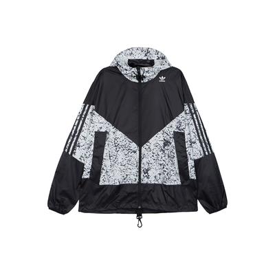 Originals Trefoil Splice Logo Print Casual Hooded Jacket Men Jackets Black White DV1965