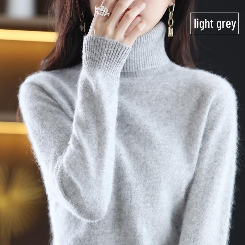 2024 Autumn/Winter Women's High Neck Mink Cashmere Sweater: Loose, Thick, and Versatile Knit Base Layer