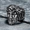 316L Edelstahl Herrenring Christlicher Jesus Gesicht Ringe Religion Amulett Punk Rock für Männer Biker Freund Schmuck Bestes Geschenk