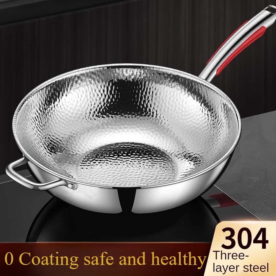 SUS304 stainless steel frying pan, frying pan, non stick pan, household frying pan, induction cooker, gas stove, universal