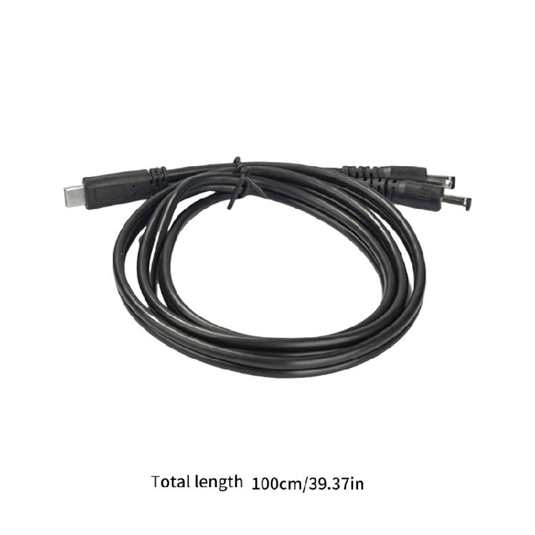 3.28FT Type C To Double DC5.5x2.5mm Power Cable 65W 3.28FT for Charging 20V Devices 65W Output