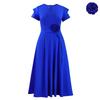 Plus Size High Waist Mid Length Big Hem Elegant A Line Women Summer Dress