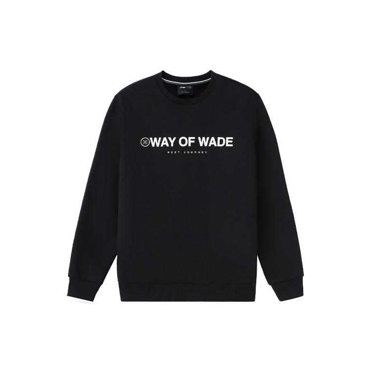 Li-Ning Way of Wade Round Neck Sweatshirts  Black White  Men s AWDR839-1 XL
