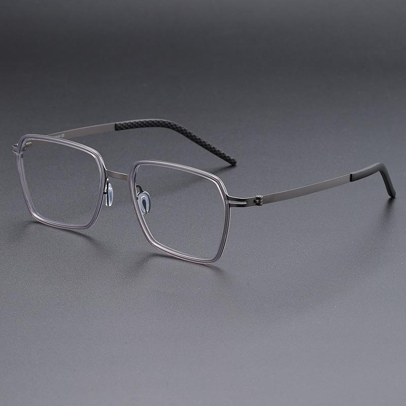 Ultra-light Titanium Alloy Acetate Glasses Frame Anti-blue light Square Frame Casual Retro Full Frame Men Women Eyewear
