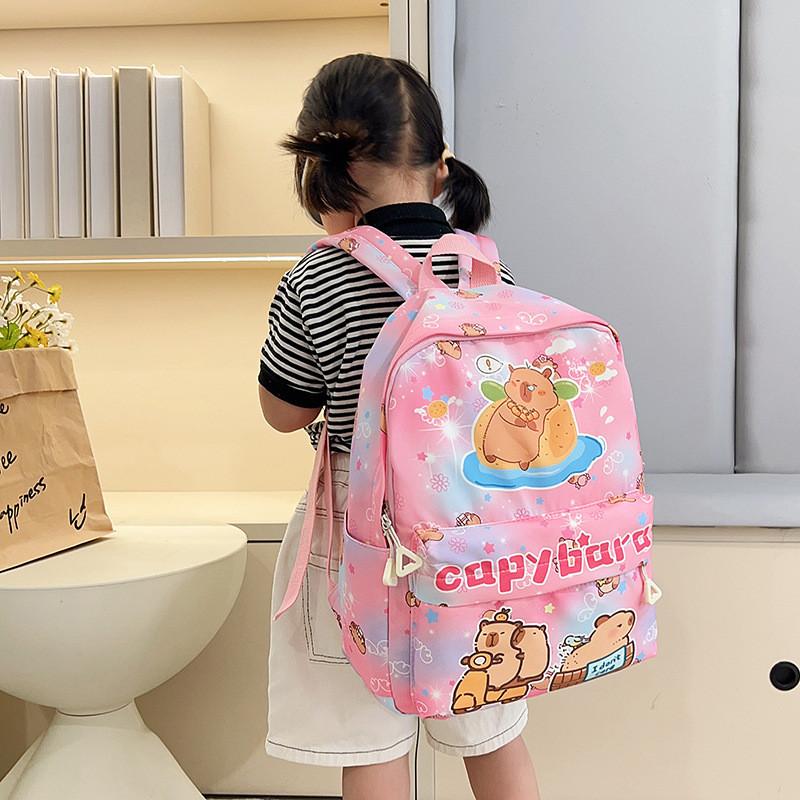 Cartoon Capybara Cute Car Bath Singing Printed Children Large Backpack Capacity