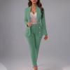 Women's 2 Piece Outfits Lapel Long Sleeve Button Blazer & High Waist Pants Suit Set
