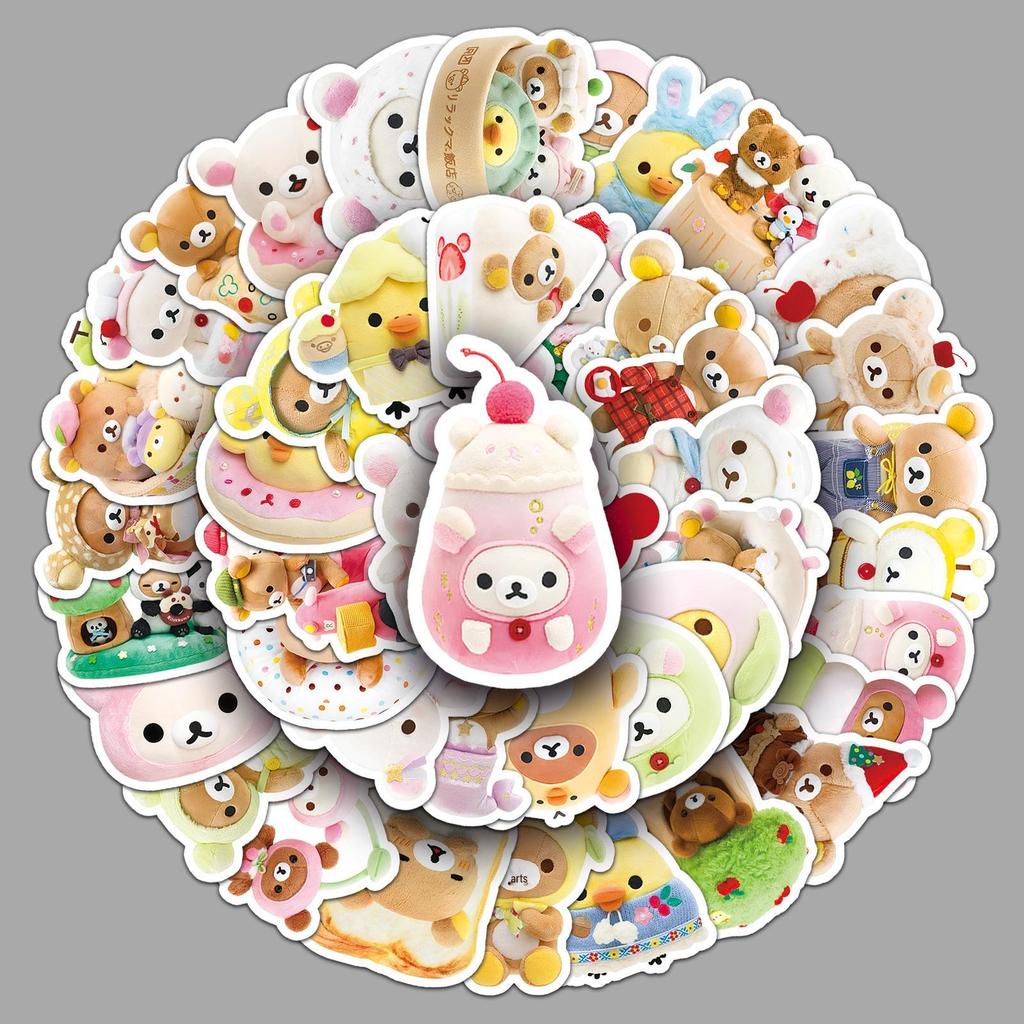 54 Adorable Relax Bear Stickers: Waterproof Cartoon Animal Decorations for Thermos Cups & Notebooks