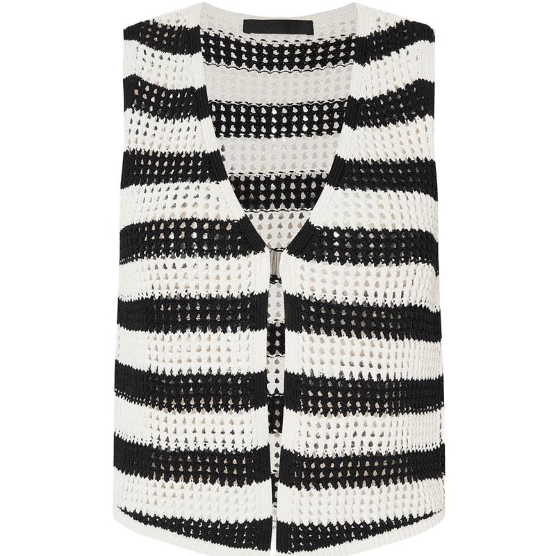 MO&Co. Women s V-Neck Striped Hollow-Out Knit Cardigan S 160