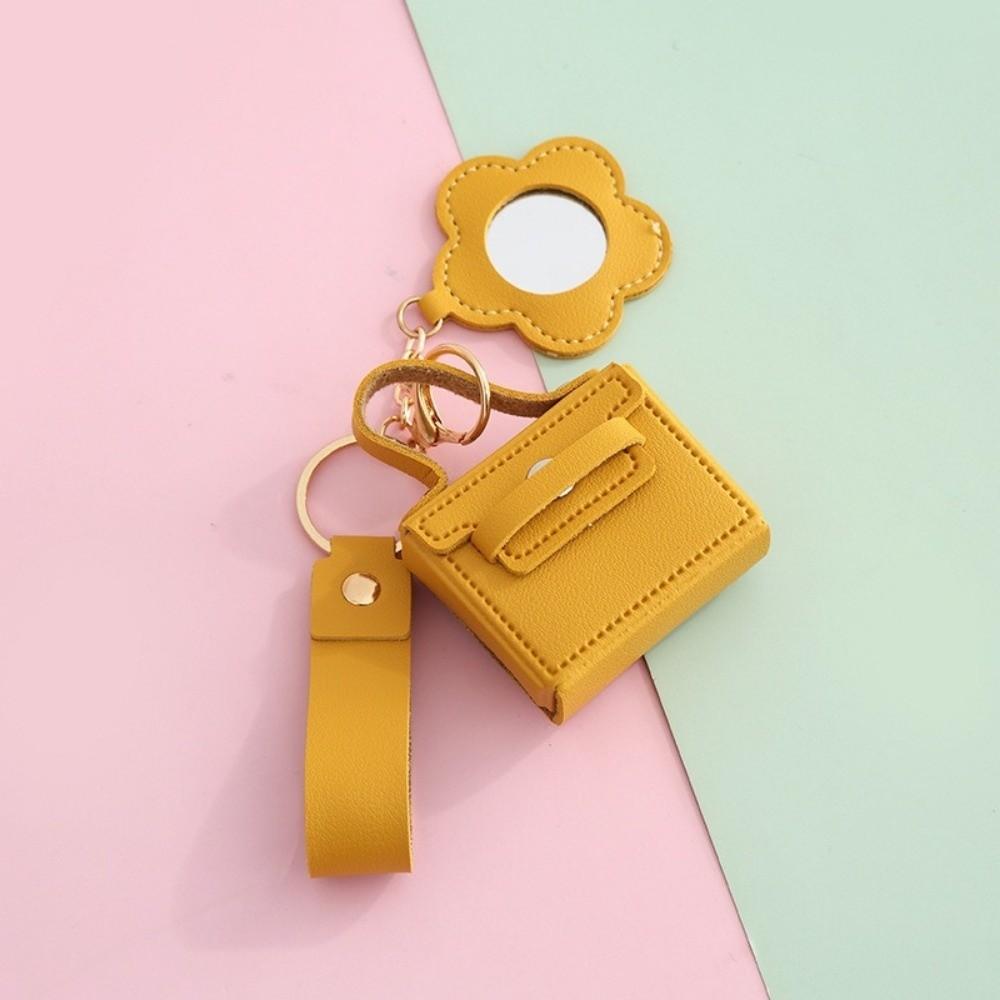 Kreativer PU-Leder Mini-Taschen-Schlüsselanhänger Cartoon mit Spiegel Ohrhörer-Taschen-Schlüsselanhänger Mädchen Handtaschen-Anhänger Aufbewahrungstasche
