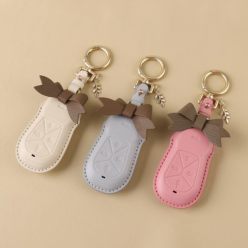 Women's Genuine Leather Bow Key Case for Xiaopeng P7 G9/G3i/P5 2022