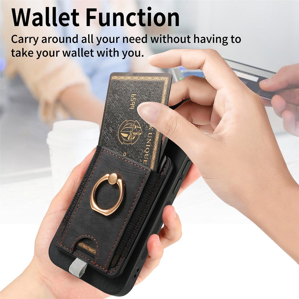 For iPhone 16 Pro Max Magnetic Case PU Leather Back Cover with Detachable Card Holder