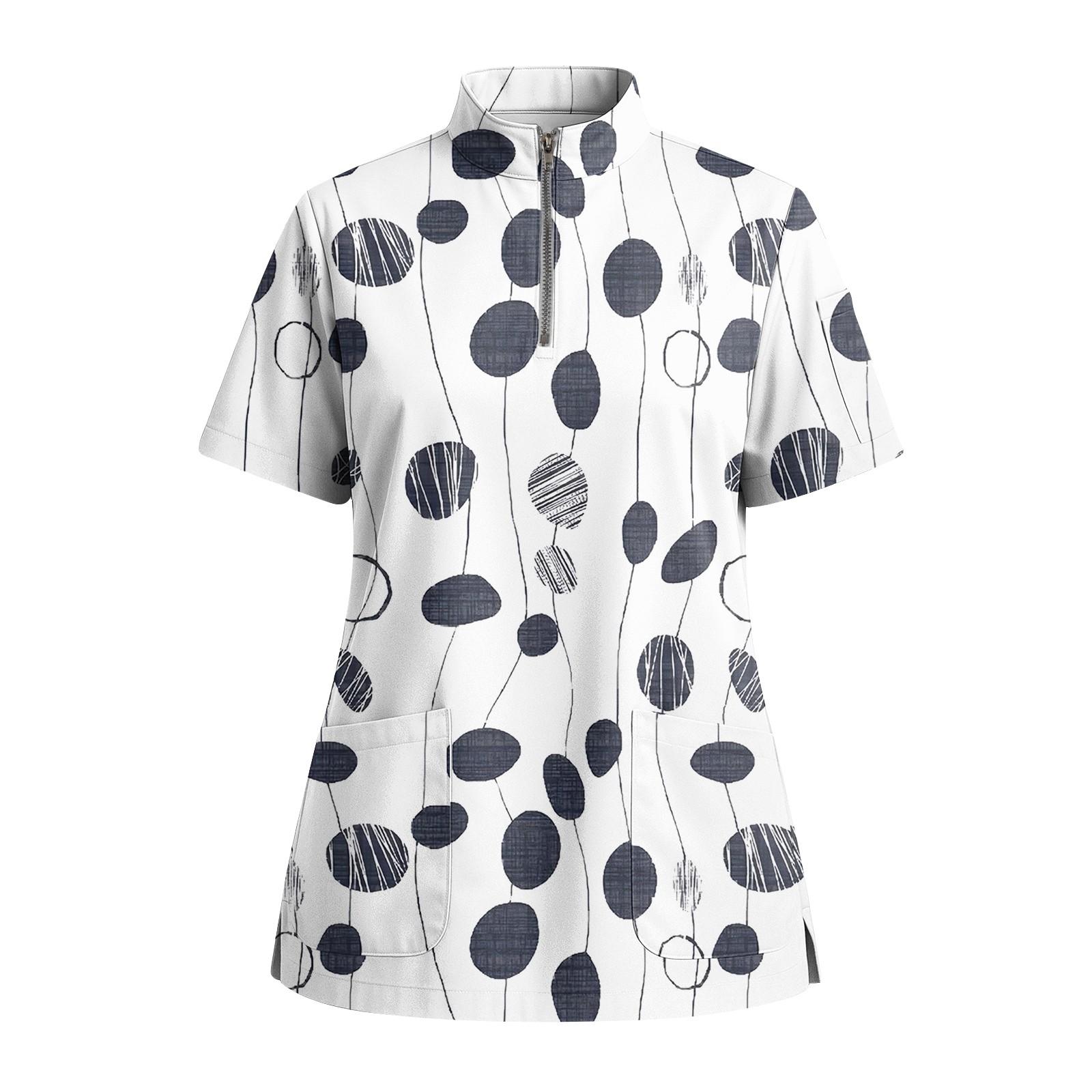 

Женская футболка с коротким рукавом, принтом, V-образным вырезом, застегивающаяся на пуговицы, с боковым разрезом XL белый