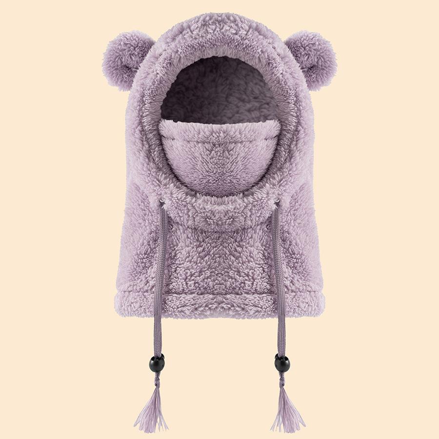 

New warm children s ear and neck protection one-piece cap, thickened winter skiing and cycling face mask, windproof head cover 3-10Y фіолетовий