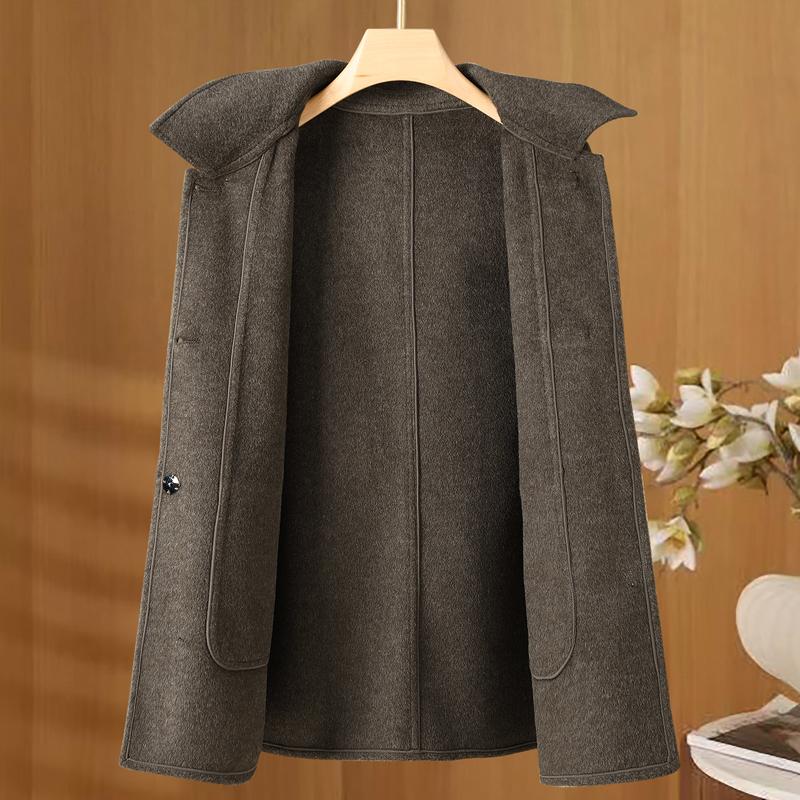 Middle Age Women's Wool Coats and Mixtures Plus Size Autumn Outerwears Elegant Loose Lady Jackets