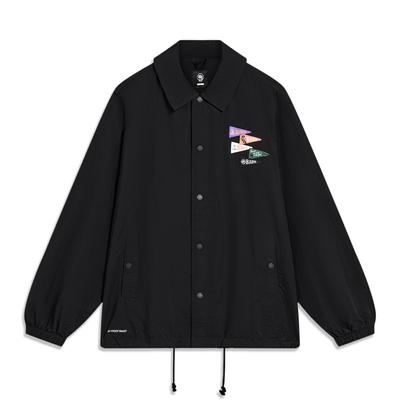 Anti Wu Series American Retro Letter Print Loose Fit Jacket With Turn-Down Collar Men Jacket Black AFDT439-3