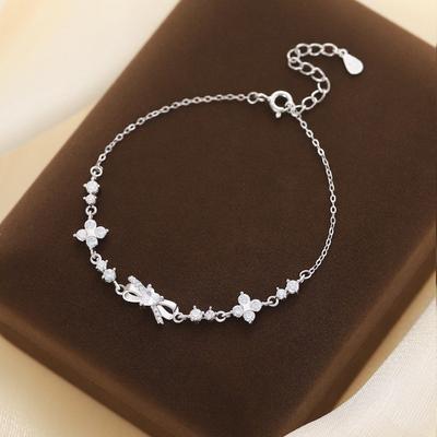 Náramek Čtyřlístek s mašlí pro ženy, Niche, Lehký luxus, Temperament, Špičkový design, Šperky, Dívčí dárek