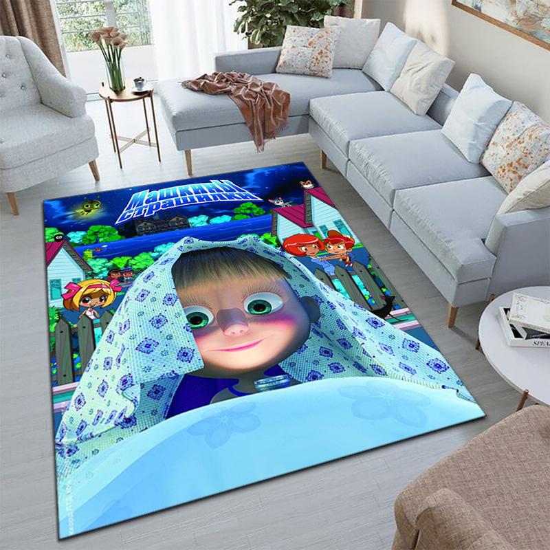 Russian animation Masha and the Bear Fairy Tale Cartoon Carpet Soft Home Living Room Bedroom Door Mat Outdoor Picnic Ground Mat rug T1