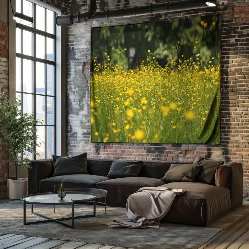 Arazzo con Campo di Fiori Gialli Decorazione Artistica per Soggiorno Camera da Letto