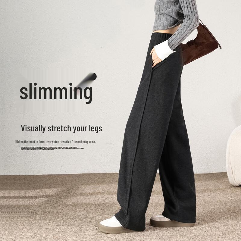 HSTYLE Women's Wool Blend Micro-Shaping Wide-Leg Casual Pants