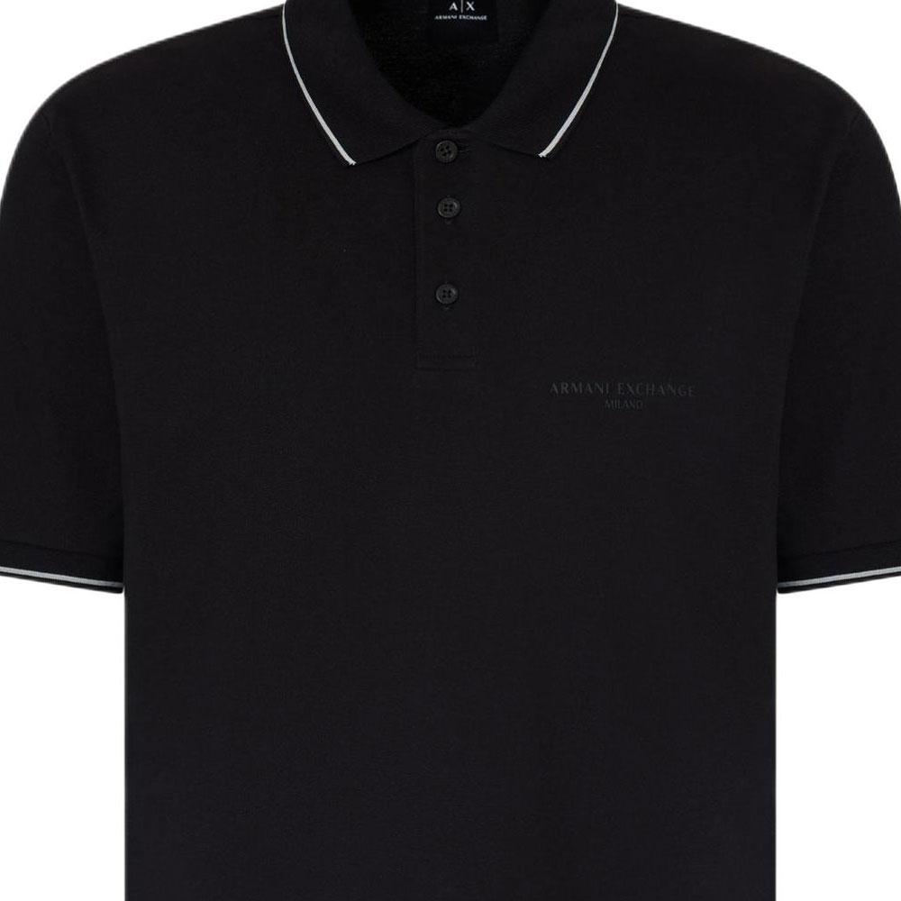 Armani Exchange Cotton Slim Fit Short Sleeve Polo Shirt Men Tops Black XM000489-AF13026-UC001