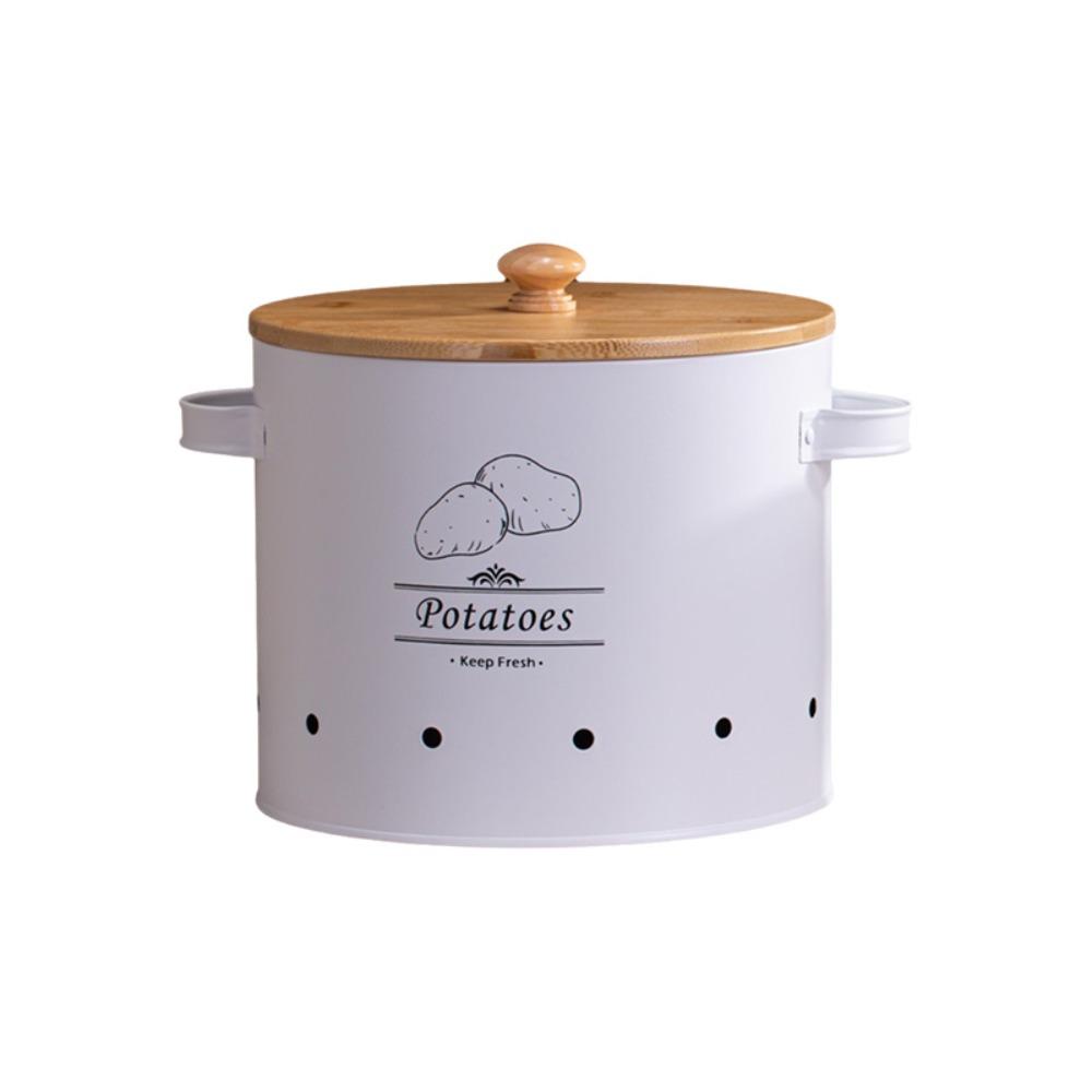 Carbon Steel Garlic Storage Bin with Lid Garlic Keeper Potato Storage Container Pantry