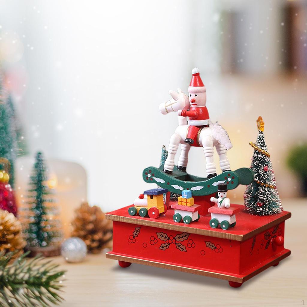 Christmas Music Box Table Centerpiece ,Rotatable Sculpture Tabletop Ornament Home