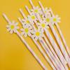 Creative Pink Daisy Party Straws with Decorative Card