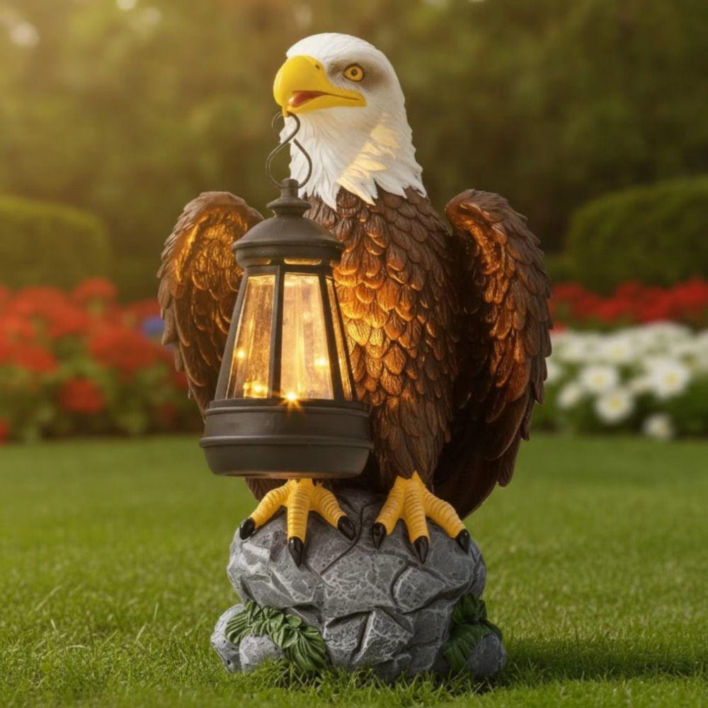 Weather-Proof Eagle Garden Statue Resin Material Bird Sculpture Ornament Yard Decor