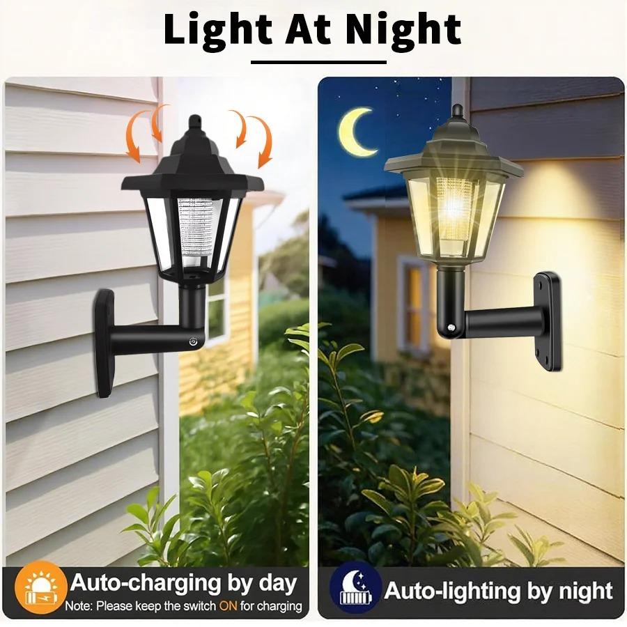 1/2/4pcs Garden Warm Lights Waterproof Outdoor Solar Street Light Lightings Wall Light Fixture Leds for Lighting Outdoor Gardens Decoration