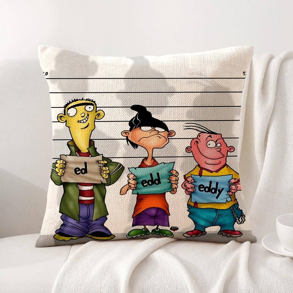E-Ed Edd N Eddy Cushion Cover Summer Coolness Linen Fabric Double-Sided Printing Pillow Case Sofa Home Decor Gift