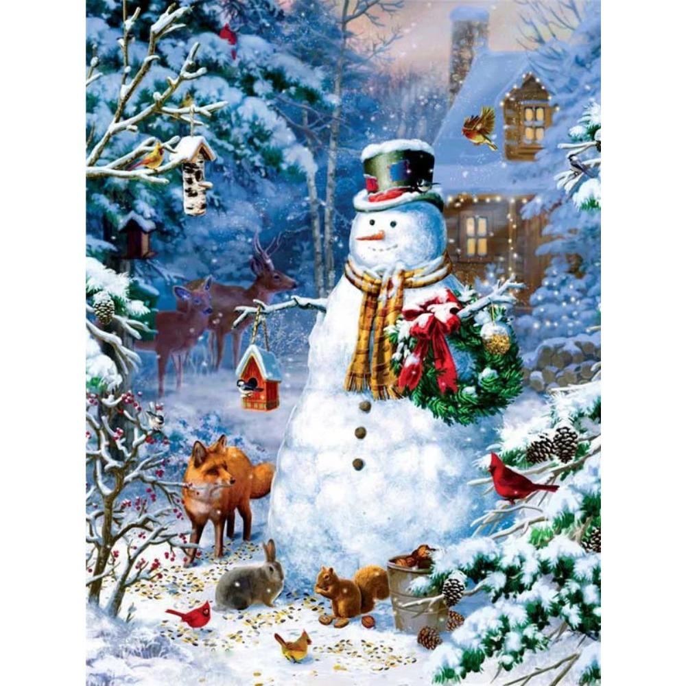 Pittura diamante arte trapano completo pupazzo di neve albero di Natale pittura diamante fatto a mano giorno nevoso fai da te diamante mosaico pittura decorazione della casa regalo di Natale
