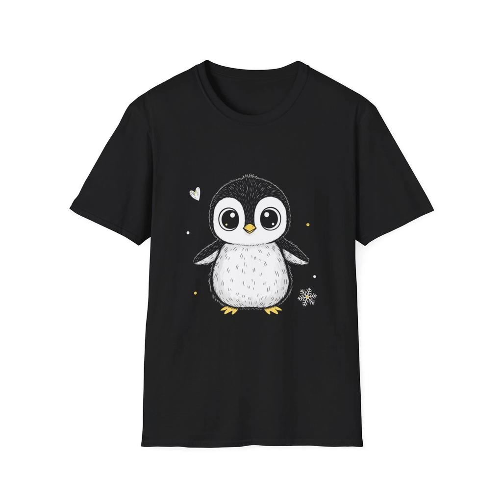 Cute Penguin Kawaii Cartoon Black Graphic Tee Winter Animal T-Shirt
