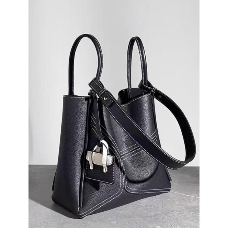 

Нова Сумка Великого Розміру з Коров ячої Шкіри Верхнього Шару Геометрична Сумка Великої Місткості Відчуття Високого Класу Сумка Тоут на Одне Плече/Під Пахву Жіноча Сумка 28CMx11x25CM чорний