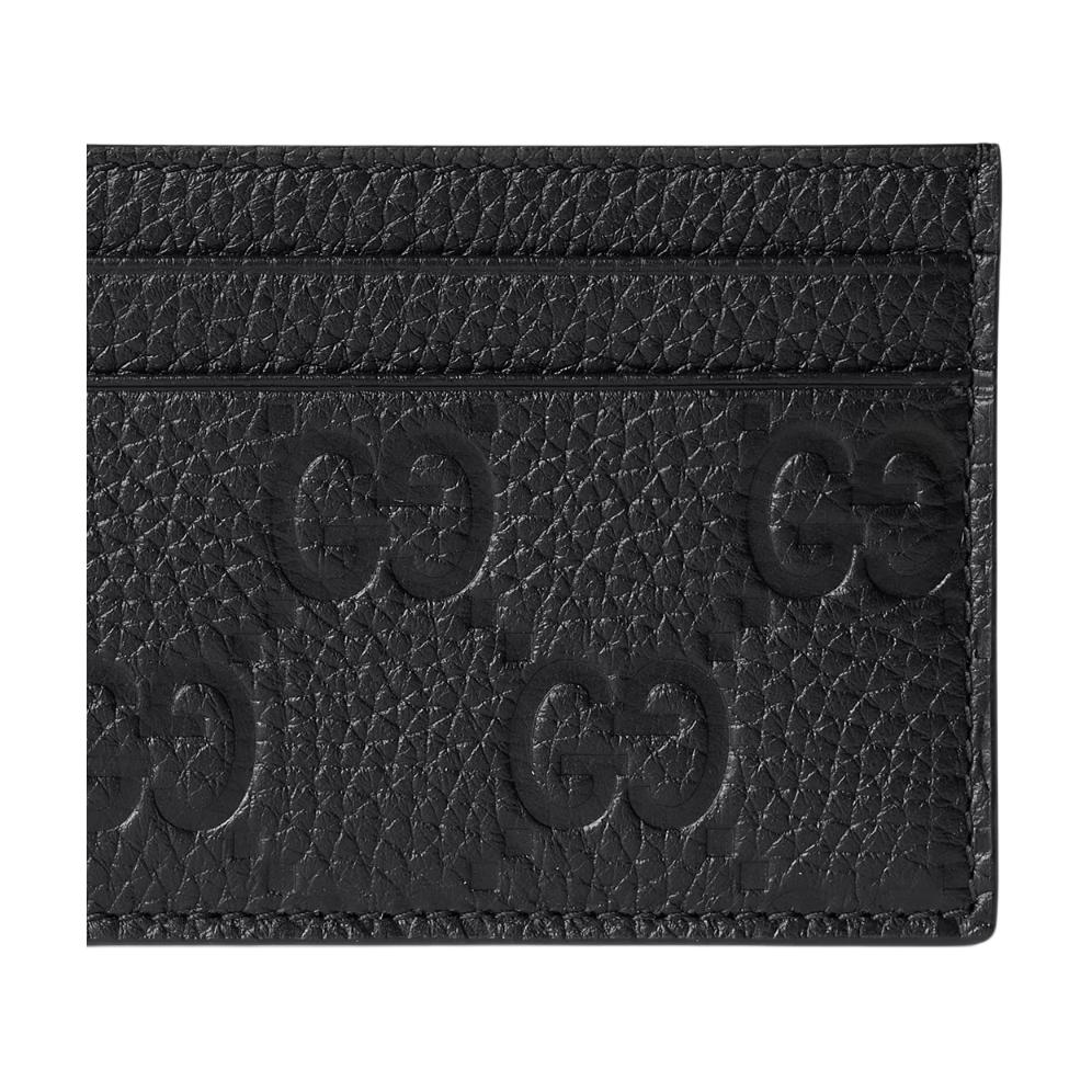 Gucci GG Monogram Imprint Logo Leather Card Holder Men accessories Black 835151-AAE51-1000