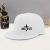 Believe Cross Graphic Flat Brim Snapback Cap Polyester Unisex Outdoor Adjustable Baseball Hat