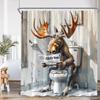 Funny Animal Shower Curtain Cute Cat Leopard Dog Elk Raccoon Cartoon Home Decor For Bathroom Polyester Bath Curtain