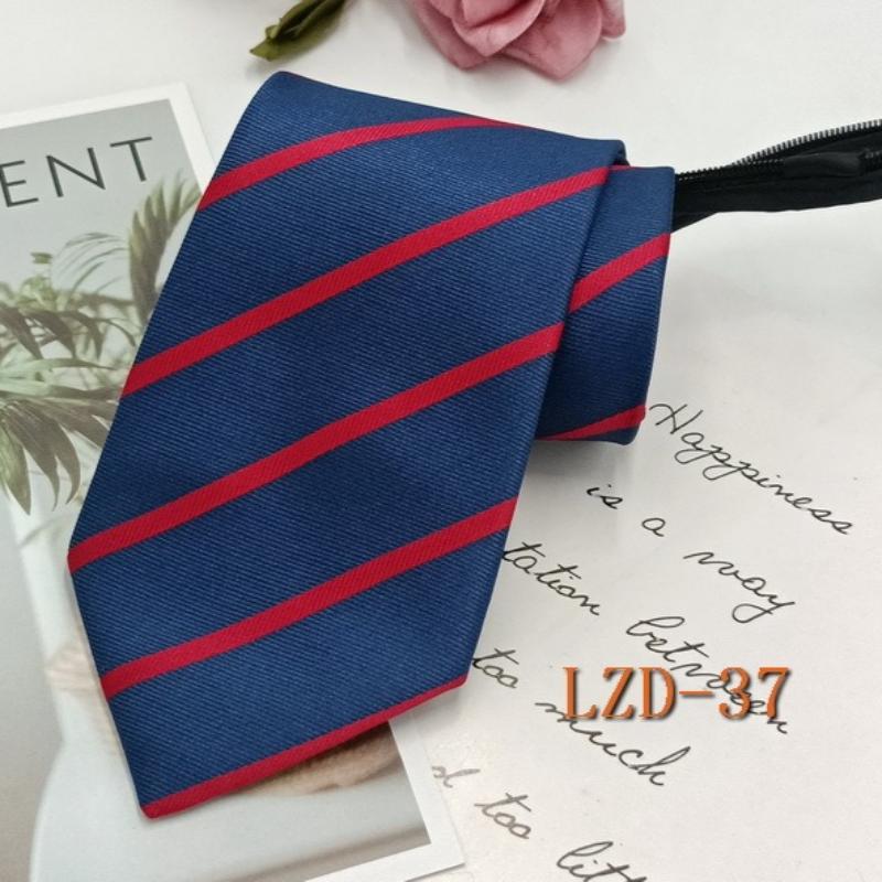 Men's Formal Business Tie with 8cm Zipper, Striped Black Tie, No Knotting Required.