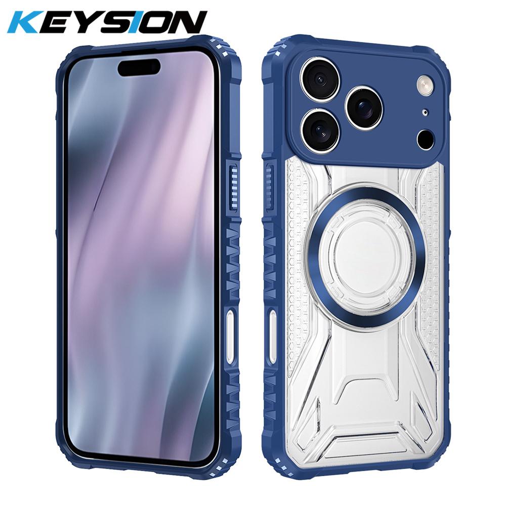 KEYSION Transparent Magnetic Case for iPhone 17 Pro Max Soft Silicone+PC Heavy Duty Shockproof Phone Cover for iPhone 17 17 Air
