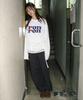 RONRON Back Heart Pocket Banding Jogger Pants Navy Dot