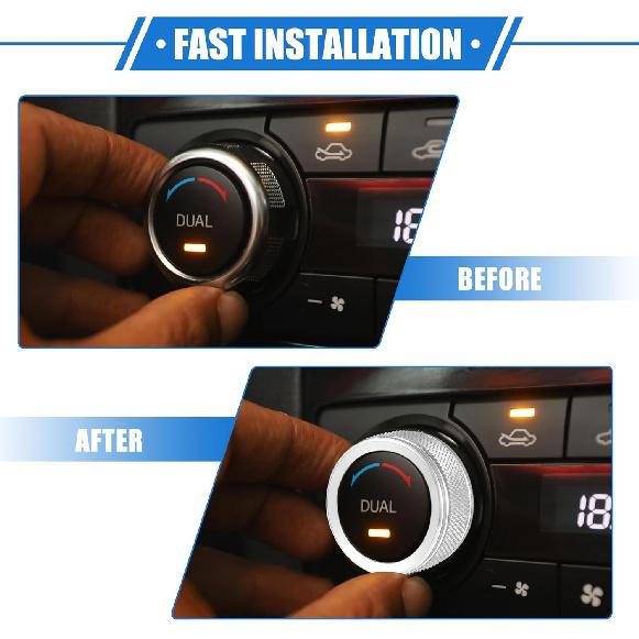 2 Pcs AC Climate Control Knob Ring Compatible for Toyota Camry 2021-2023, Durable Aluminum Alloy Silver Tone Interior Air Conditioning Knob Ring