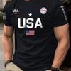 T-shirt da uomo a maniche corte Maglietta sportiva da corsa Nuova a maniche corte con scollo rotondo Universale da uomo e da donna Maglietta stampata con bandiera americana alla moda
