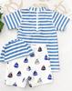 Emfay Short Top and Bottom with Rash UV 4T Boys' Swimsuit, Sleeve, Striped, Set, Cap, Guard, Swimwear, Protection,