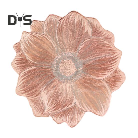 PVC Placemats for Dining Pressed Vinyl Metallic Flower Table Mats 15 Inch Round Tablemats Vinyl Place Mats for Kitchen Table Holiday Wedding