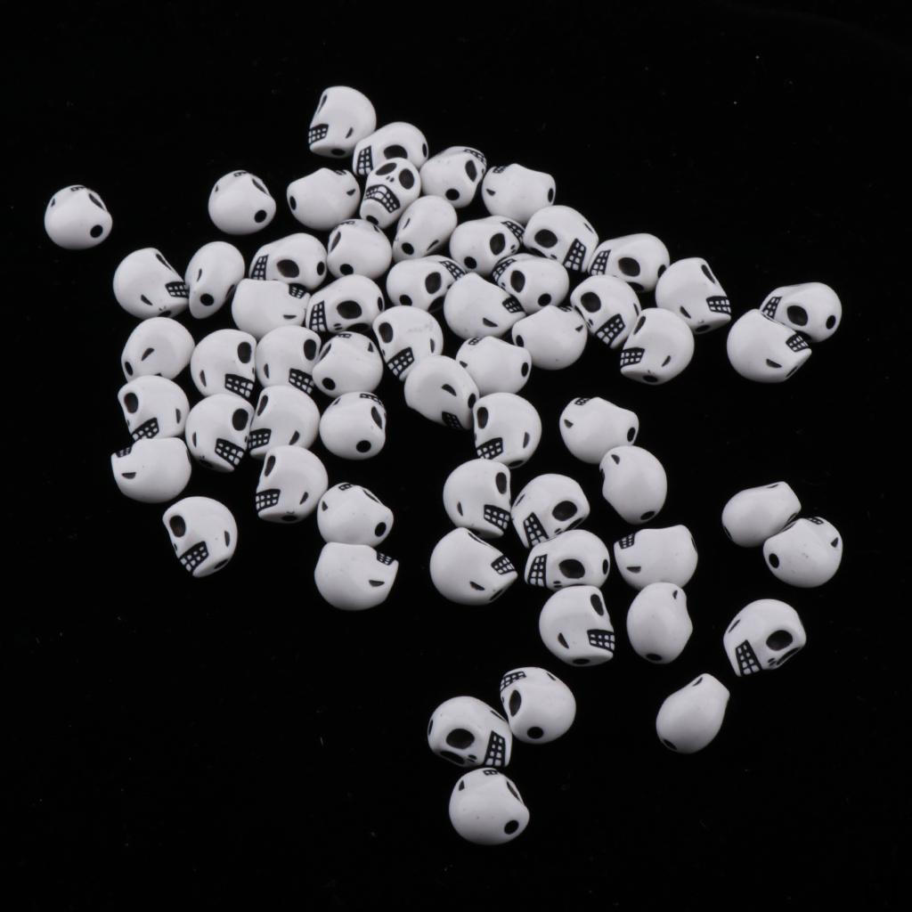 100 PCS 13mm Skull Spacer Beads for Jewelry Making Supplies in Bulk Finding