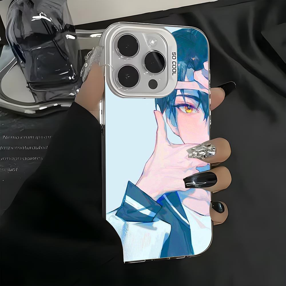 Anime L-Link Clicks Phone Case For iPhone 16 15 14 13 12 11 Pro Max White Purple Matte Laser Metallic Aurora Funda