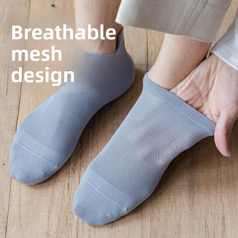 Pure Cotton Short Socks for Men - Thin Style, Odor-resistant, Sweat-absorbent and Antibacterial Boat-shaped Socks, Cotton Socks