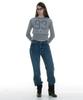 PARTIMENTO WOMEN Sheer Wide Rib Knit Crew Neck_Gray