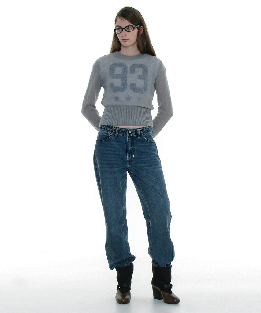 PARTIMENTO WOMEN Sheer Wide Rib Knit Crew Neck_Gray